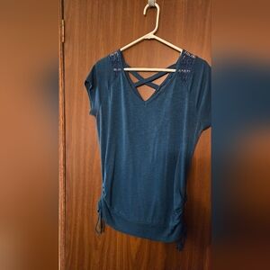 Women's Teal Top with Lace Detail